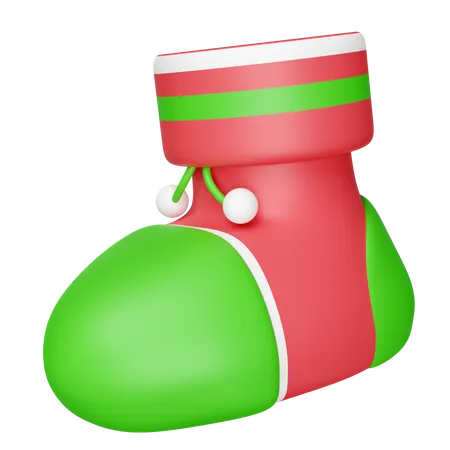 3 D Christmas Sock Isolated Merry Christmas And Happy New Year 3 D Render Illustration 3D Icon
