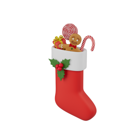 Christmas Sock With Gifts  3D Icon