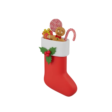 Christmas Sock With Gifts  3D Icon