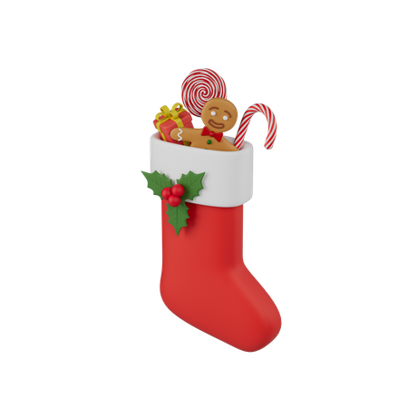 Christmas Sock With Gifts 3D Illustration
