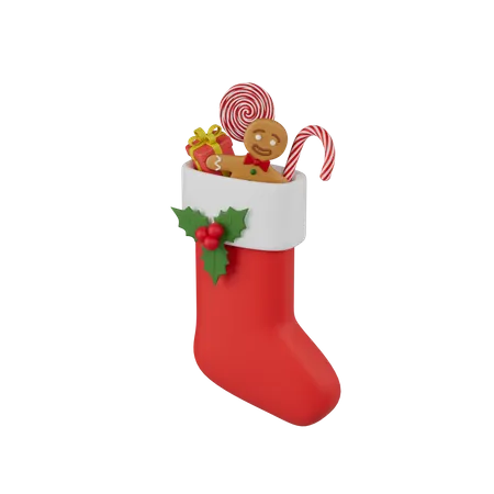 Christmas Sock With Gifts 3D Icon