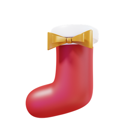 Christmas Sock With Ribbon  3D Illustration