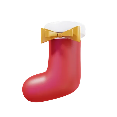 Christmas Sock With Ribbon  3D Illustration