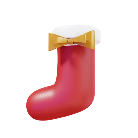 Christmas Sock With Ribbon 3D Illustration