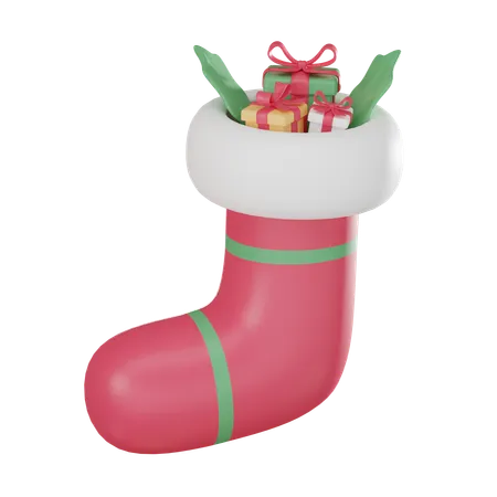 Holiday Season With This Creative 3 D Sock With Gift Box Icon Perfect For Christmas And New Years Designs It Adds Cheerful Touch To Your Projects 3 D Render 3D Icon