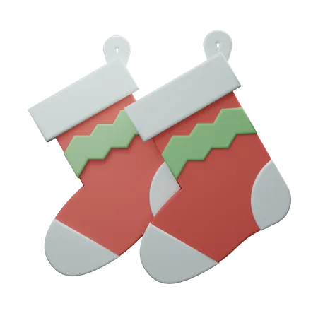 The Best Collection Of 3 D Christmas SOCKS Icons 3D Illustration