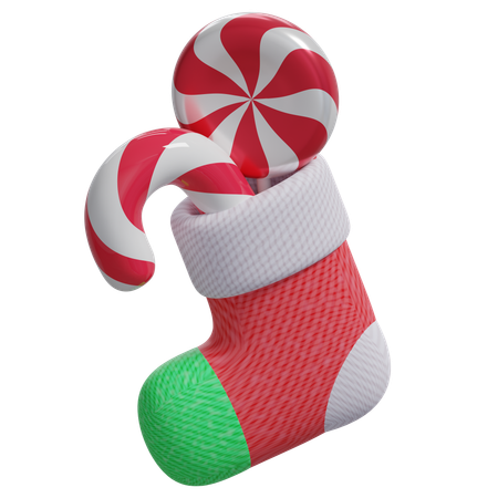 クリスマスソックスとキャンディー  3D Icon