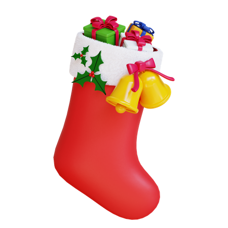 Christmas Socks Leaves Gift  3D Illustration