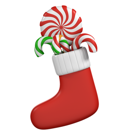Christmas Socks With Candy Cane  3D Icon