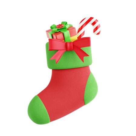 Christmas Socks With Gift  3D Icon