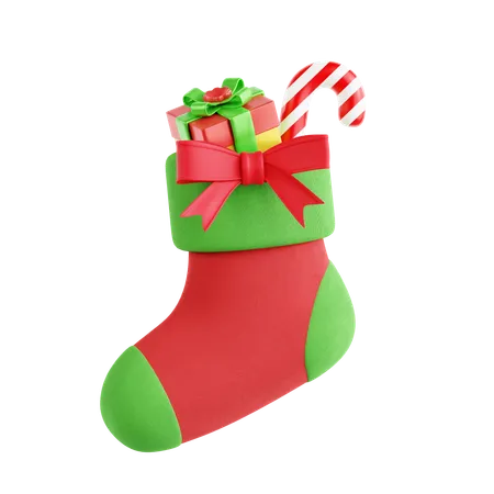 Christmas Socks With Gift  3D Icon