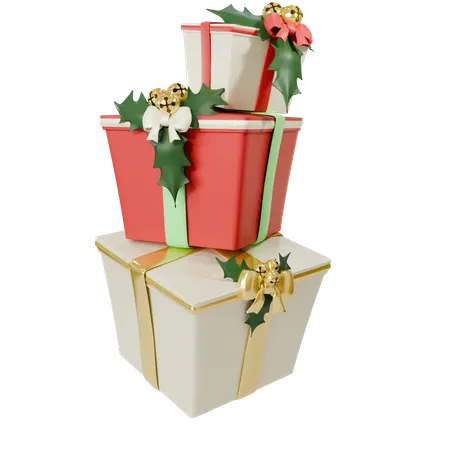 Christmas Stack Of Boxes  3D Icon