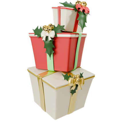 Christmas Stack Of Boxes  3D Icon