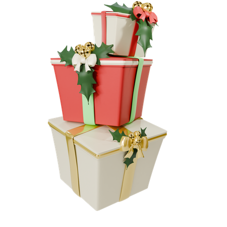 Christmas Stack Of Boxes  3D Icon
