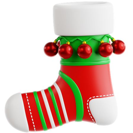 Christmas Stocking with Christmas Balls  3D Icon
