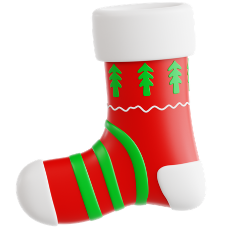 Christmas Stocking with Pine Tree Pattern  3D Icon