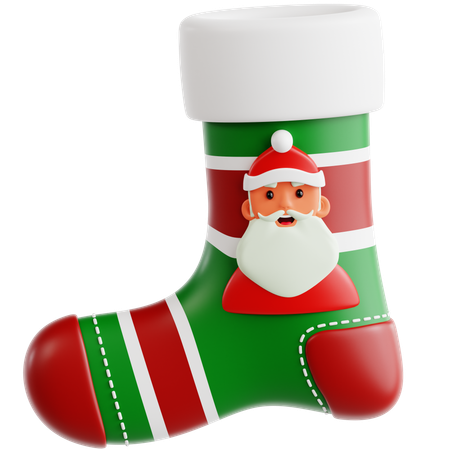 Christmas Stocking with Santa Claus  3D Icon