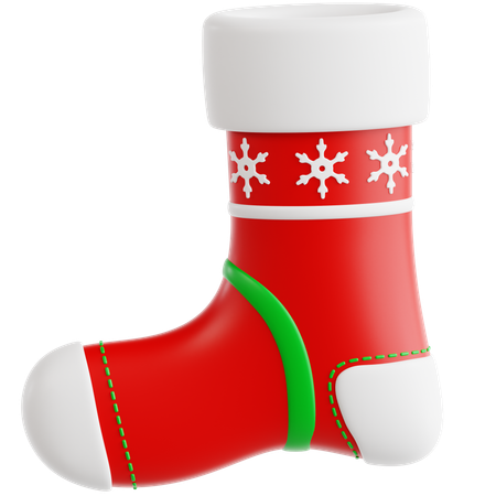 Christmas Stocking with Snowflake Pattern  3D Icon