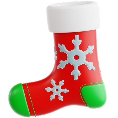 Christmas Stocking with Snowflakes  3D Icon