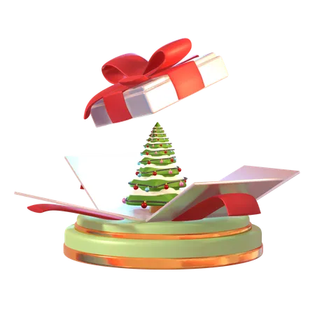 3 D Open Gift Christmas Tree Delight 3D Icon