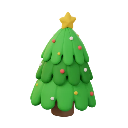 Pine Tree Decorated With 3 D Christmas Balls Christmas Decoration Elements 3D Icon
