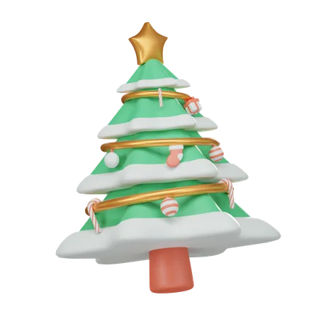 Christmas Tree With Transparent Background 3D Icon
