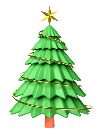 Christmas Tree Isolated Merry Christmas And Happy New Year 3D Icon