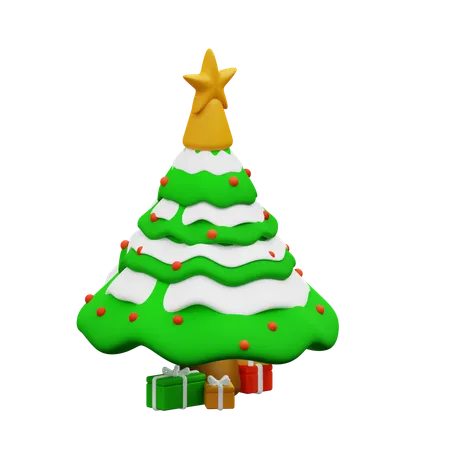 3 D Illustration Of Christmas Tree And Gifts 3D Icon
