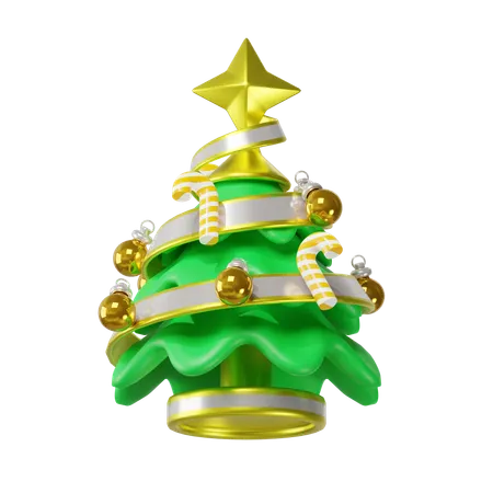 Christmas Tree With Candy 3 D Illustration 3D Icon