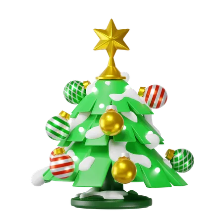 Christmas Tree With Spheres 3 D Illustration 3D Icon
