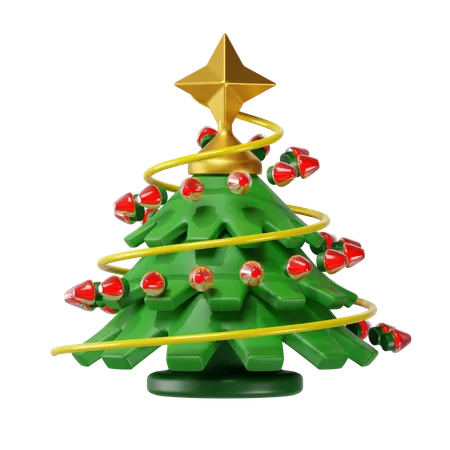 Christmas Tree With Lights 3 D Illustration 3D Icon