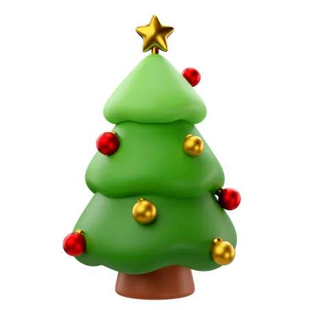 3 D Rendering Of Christmas Tree With Balls Icon 3D Icon