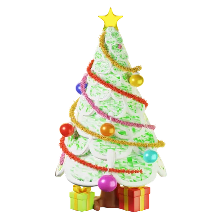 3 D Icon Christmas Tree With Gifts 3D Icon