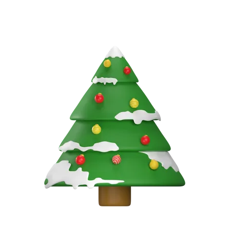 Christmas Tree With Snow Decoration 3 D Illustration 3D Illustration