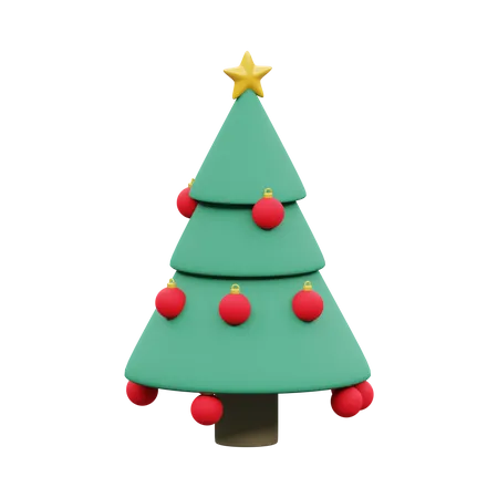 3 D Rendering Of Christmas Tree Decorated Icon Isolated 3D Illustration