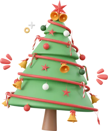 Christmas Tree With Decorations Christmas Theme Elements 3 D Illustration 3D Icon