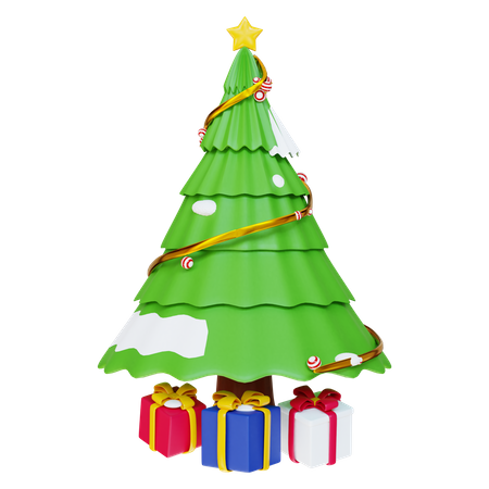 Christmas Tree And Gift 3D Illustration