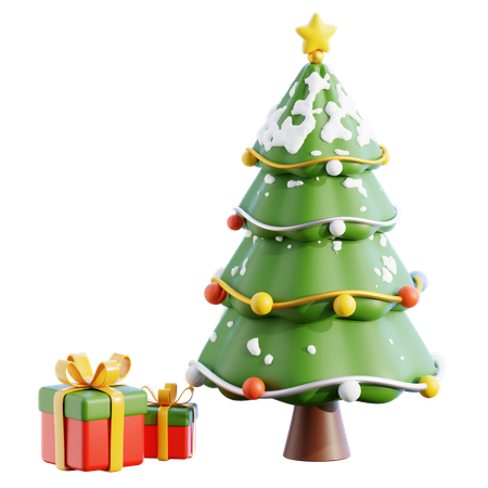 Christmas tree and gifts  3D Icon