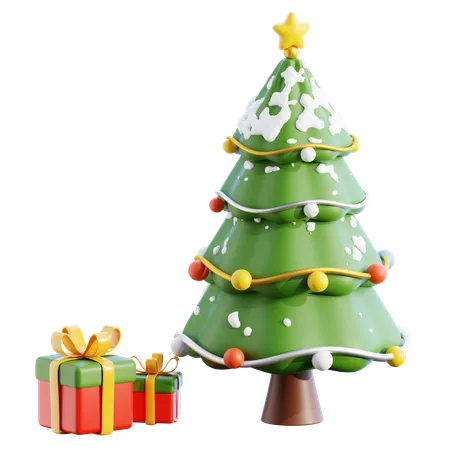 Christmas tree and gifts  3D Icon