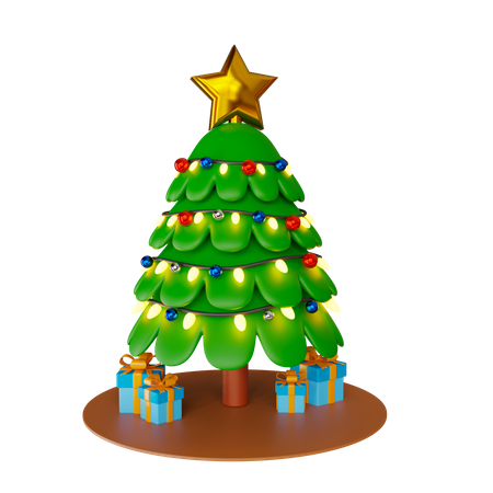 Christmas tree and Gifts  3D Icon