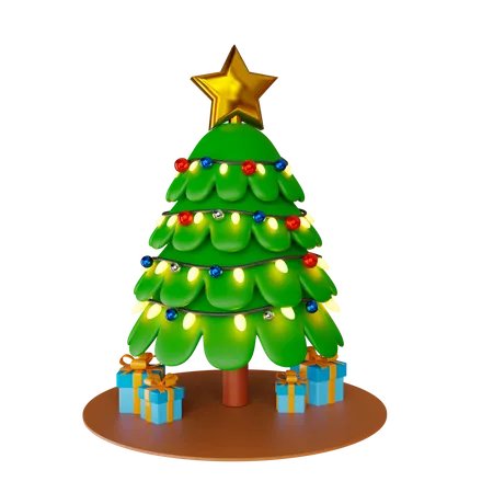 Christmas tree and Gifts  3D Icon