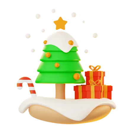 Christmas Tree And Gifts  3D Icon