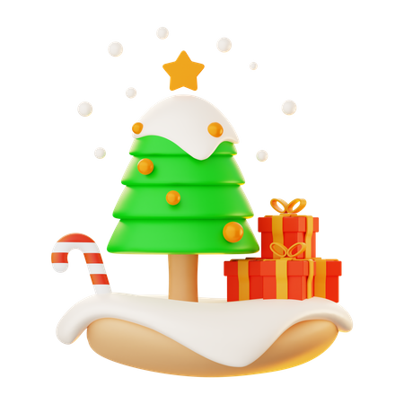 Christmas Tree And Gifts 3D Icon