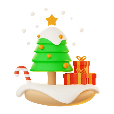 Christmas Tree And Gifts 3D Icon
