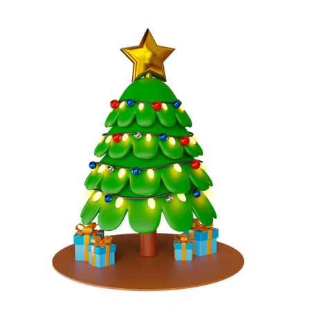 Christmas tree and Gifts 3D Icon