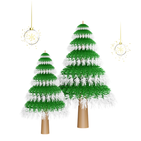 Christmas tree covered with snow  3D Illustration