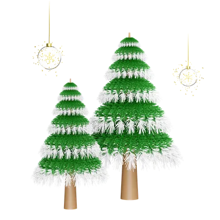 Christmas tree covered with snow  3D Illustration