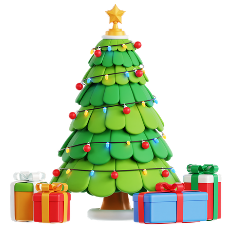 Christmas Tree Gift Box  3D Icon