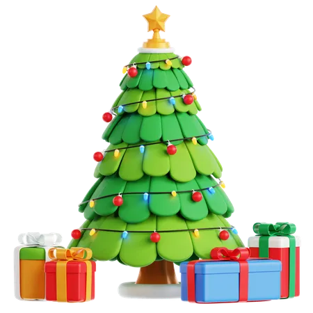 Christmas Tree Gift Box  3D Icon