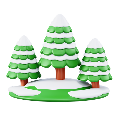 Christmas tree in snow  3D Icon